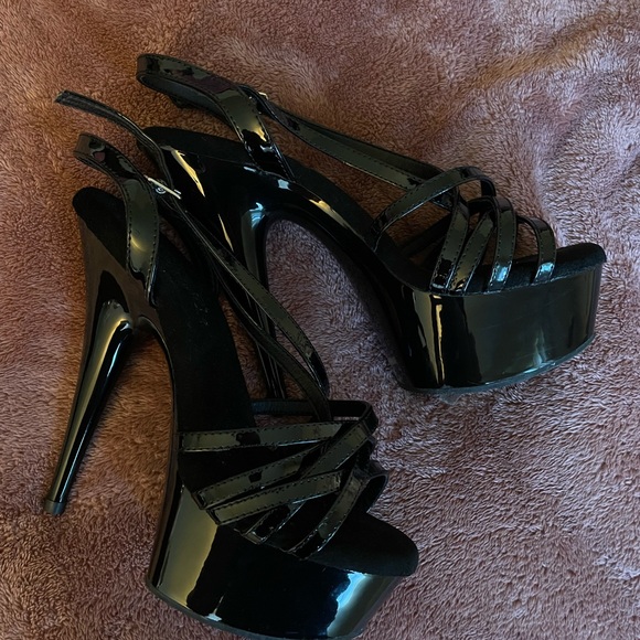 Pleasers black strappy heels - Picture 4 of 5